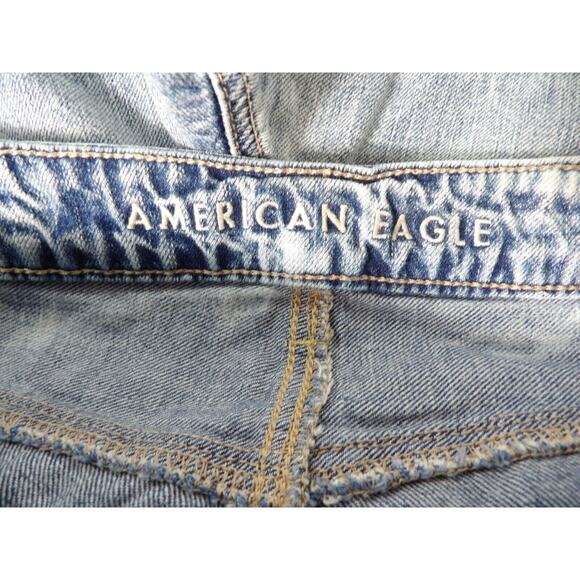 American Eagle Hi Rise Tom Boy Sz 4 Jeans Lace Light Wash Eyelet Y2K Distressed - Picture 3 of 16